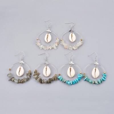 Chip Gemstone Dangle Earrings