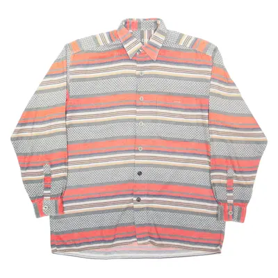 VON EHR Mens Shirt Grey Striped Long Sleeve M