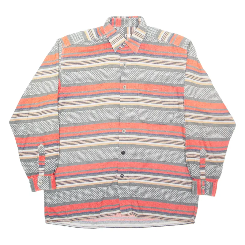 VON EHR Mens Shirt Grey Striped Long Sleeve M