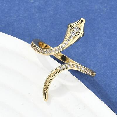 Brass Micro Pave Clear Cubic Zirconia Cuff Rings