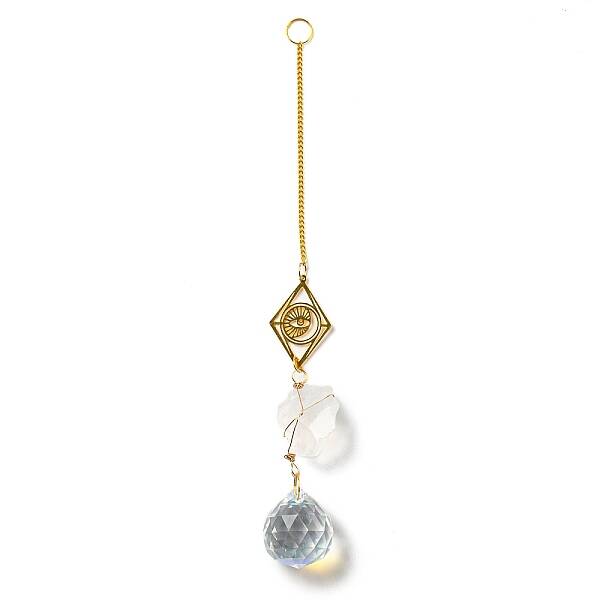 Wire Wrapped Nuggets Natural Quartz Crystal Pendant Decorations