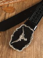 Western Cow Head Design PU Buckle Belt, Fashionable Animal Decor Belt for Men & Women, Trendy All-match & Exquisite Belt for ...