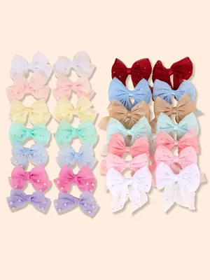 Solid Color Elegant Pastel Bow Design Hair Clips Set, Cute Colorful Hair Accessories for Girls, Fashion Hair Accessories for ...