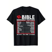Cotton Short Sleeve  T-Shirt Bible Emergency Numbers - Funny Christian Bible & Jesus T-Shirt 100% Cotton, Halloween Thanksgiv...
