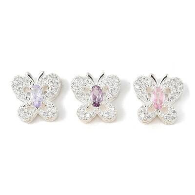 Brass Micro Pave Cubic Zirconia Beads