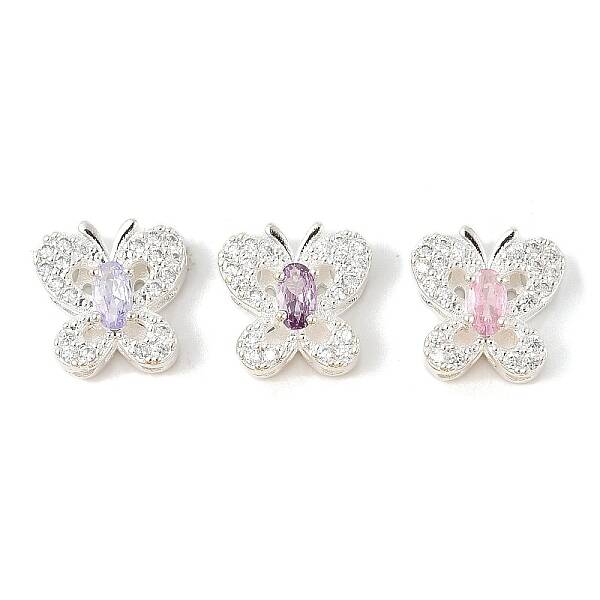 Brass Micro Pave Cubic Zirconia Beads