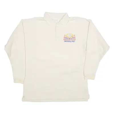 ZERMATT Switzerland Mens Sweatshirt Cream Button Neck M