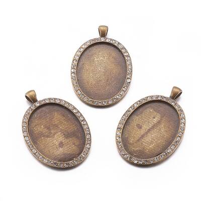 Oval Tibetan Style Alloy Big Pendant Cabochon Settings