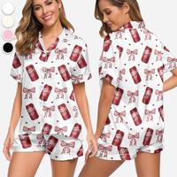 Dr Pepper Ribbon Pajamas Set, Dr Pepper Lovers Pjs, Silk Pajamas, Womenswear, Silk Sleepwear, Loungewear, Gift For Her, Gift ...