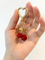 Cute Cherry Design Keychain, Fall Fashionable Heart Decor Keychain, Keychains for Women, Trendy All-match Keychain for Birth...
