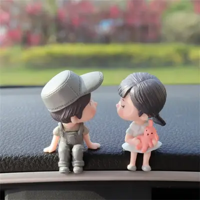 Cute Cartoon Couple Interior Car Dashboard Decoration, 1 Pair Cute Cartoon Couple Dolls, Summer Gift, Car Interior Dashboard ...