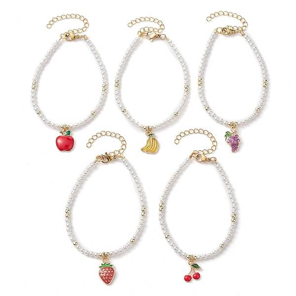Fruit Alloy Enamel Charm Bracelets