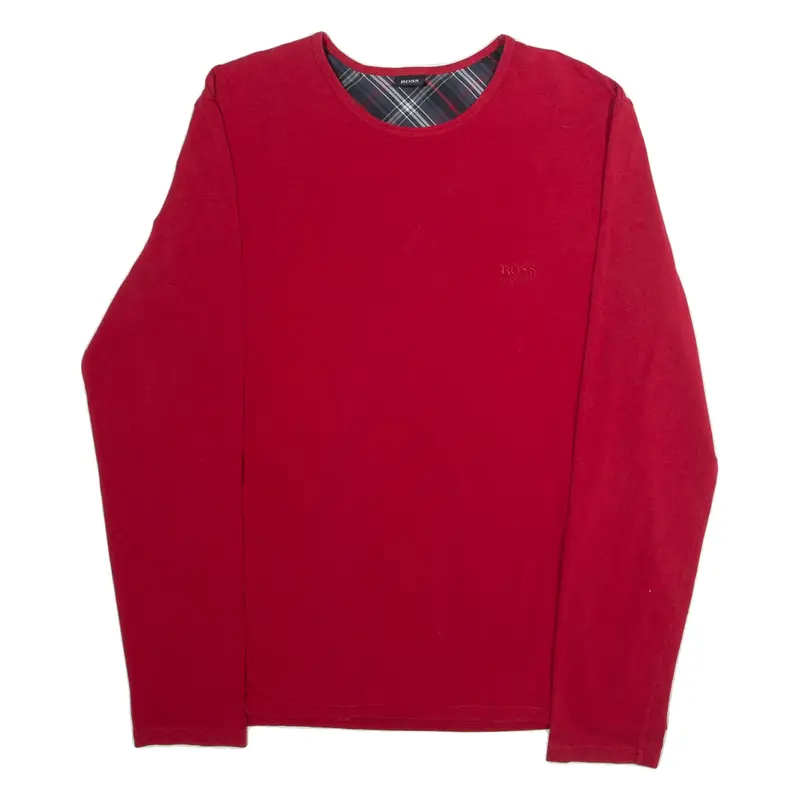 HUGO BOSS Mens T-Shirt Red Long Sleeve L