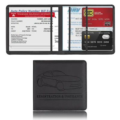 Car Registration & Insurance Holder for Summer Gift, 1 Count Solid Color Car Insurance Profile File Sleeve Holder, Driver...