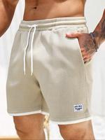 Men's Letter Patchwork Print Pocket Shorts, Regular Fit Casual Comfy Breathable Shorts for Summer, Men's Bottoms for Daily We...
