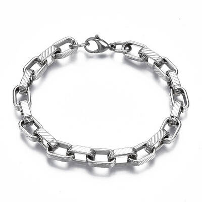 Non-Tarnish 201 Stainless Steel Chunky Cable Chain Bracelet for Men Women