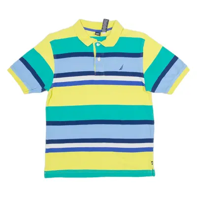 NAUTICA Boys Polo Shirt Yellow 90s Striped L