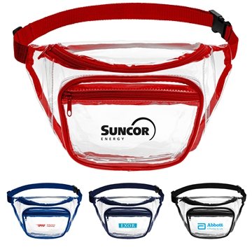 100 Custom Two Pocket PVC Fanny Pack w/ Zipper - Clear & Security ...
