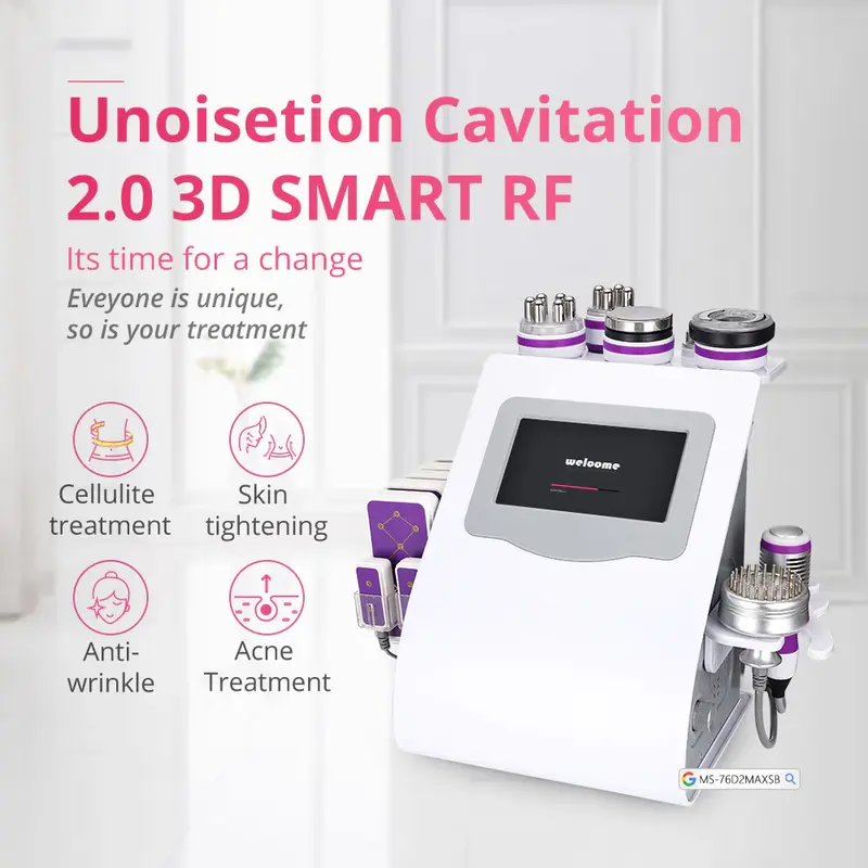 Unoisetion 9 In 1 Ultrasonic 40K Cavitation Rf Vacuum Microcurrent Lipo Laser Facial Care Machine for Spa Salon Studio Home U...