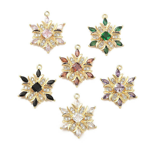 Brass Micro Pave Colorful Cubic Zirconia Pendants