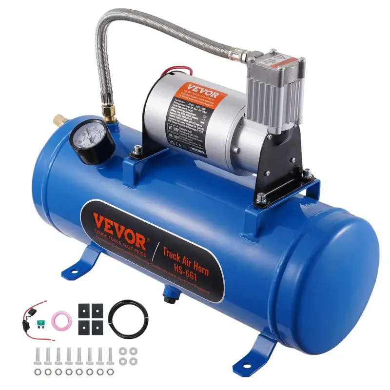 VEVOR 12V Air Compressor with Tank 1.6 Gallon/6 L, Train Horn Air Compressor, 120 psi Working Pressure Onboard Air Compressor...