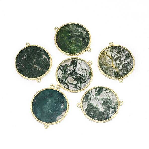 Natural Moss Agate Links connectors