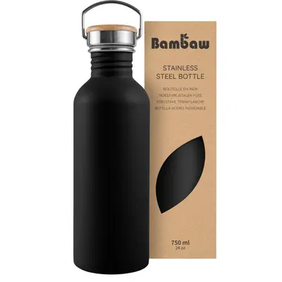 Bambaw Stainless Steel Water Bottle 750ml Jet Black