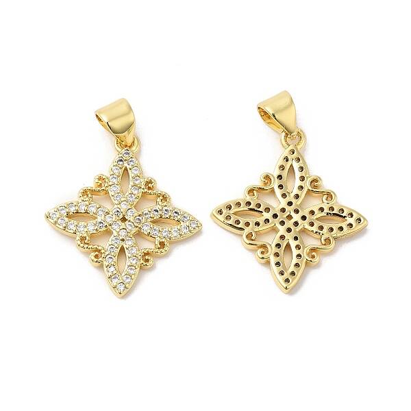 Brass Micro Pave Clear Cubic Zirconia Pendants