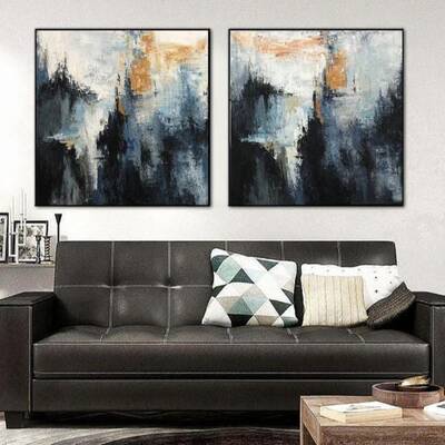 Wall Large Canvas Art Hand Art Modern Wall Art Set Of 2 Colorful Wall Art Abstract Landscape Paintings On Canvas Laundry Wall...