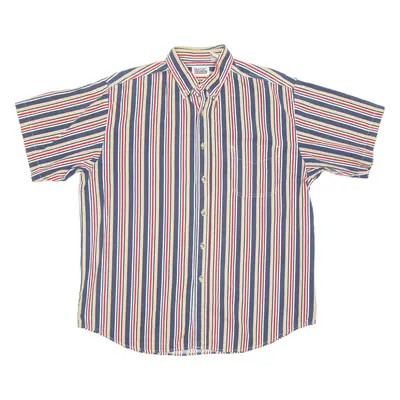 BASIC EDITIONS Mens Shirt Brown Striped L