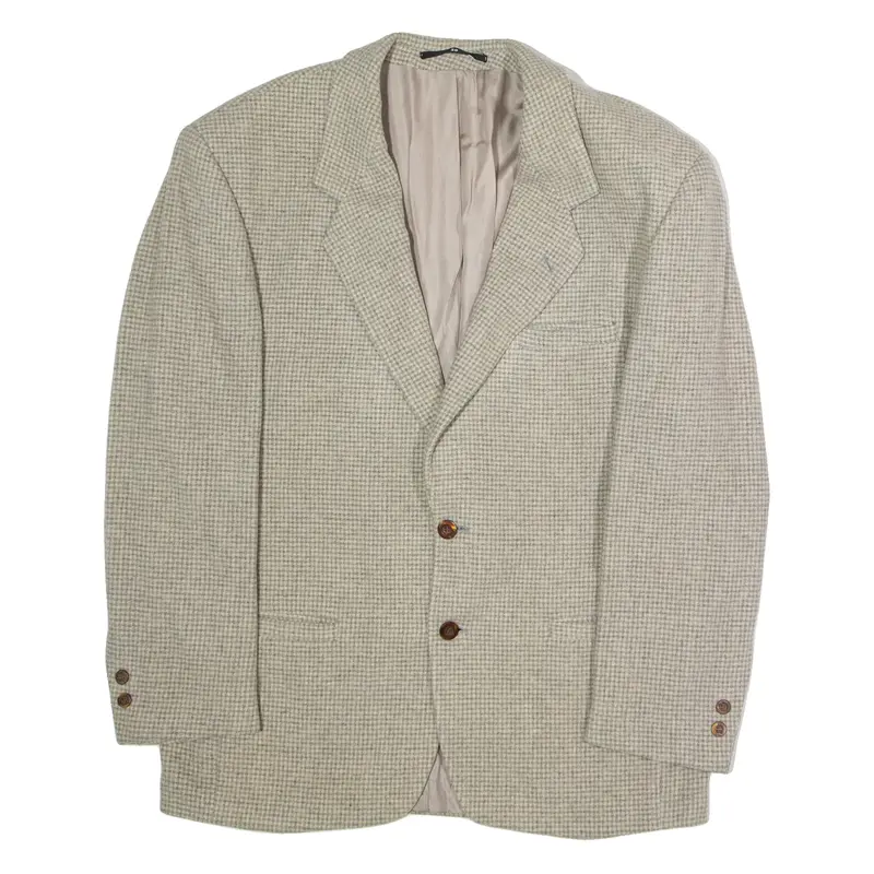 MANHATTAN CLUB Mens Blazer Jacket Grey Wool 90s Houndstooth XL