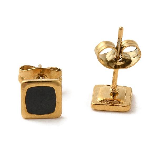 Ion Plating(IP) 304 Stainless Steel Square Stud Earrings