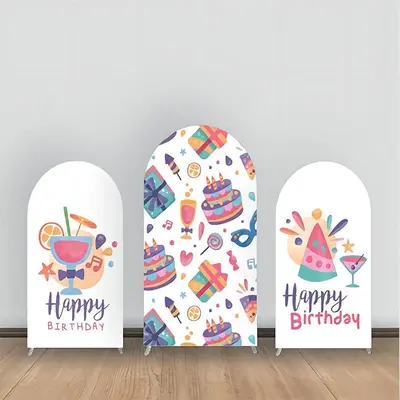 Cake Gift Drink White Arch Backdrop Kit For Birthday - Aperturee