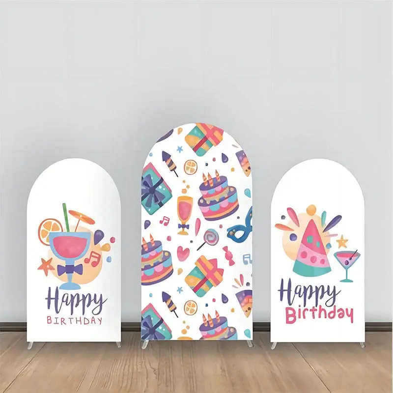 Cake Gift Drink White Arch Backdrop Kit For Birthday - Aperturee