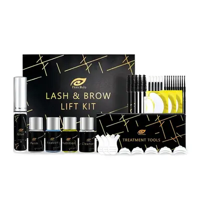Professional Eyelash & Eyebrow Lift Kit, Reusable Long Wispy Curl Faux Cluster Lashes Strip Lashes, Lengthening and Volumizin...