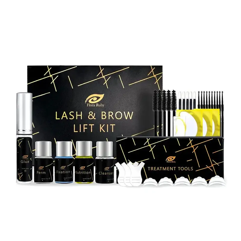 Professional Eyelash & Eyebrow Lift Kit, Reusable Long Wispy Curl Faux Cluster Lashes Strip Lashes, Lengthening and Volumizin...