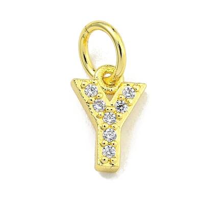 Letter Brass Micro Pave Clear Cubic Zirconia Pendants