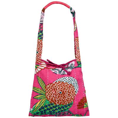 Bright Hand Stitched Kantha Hobo Bag - Lime