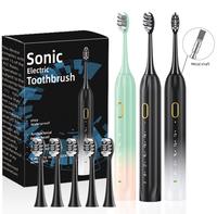 IPX8 Waterproof Sonic Electric Toothbrush With USB Charging, Couples With Replaceable Head Metal Shaft Electric Toothbrush Fo...