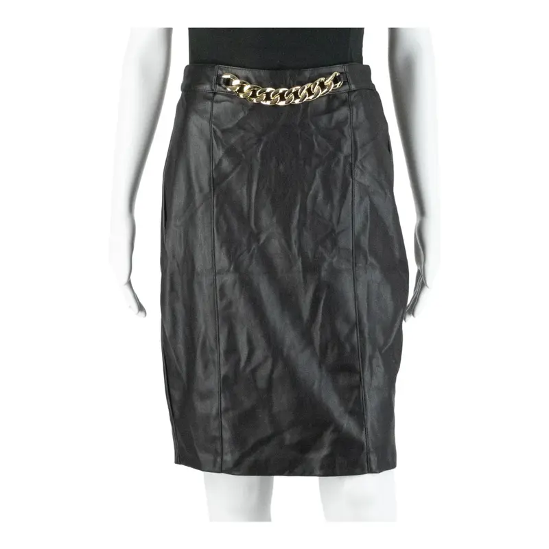 AMISU Faux Leather Chain Womens Pencil Skirt Black Knee Length M