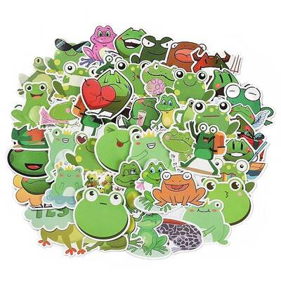 50 Pieces Cartoon Frog Doodle Paper Stickers