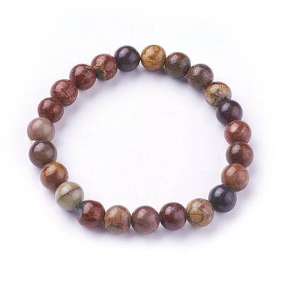 Natural Polychrome Jasper/Picasso Stone/Picasso Jasper Beads Stretch Bracelets