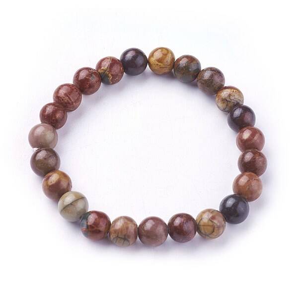 Natural Polychrome Jasper/Picasso Stone/Picasso Jasper Beads Stretch Bracelets