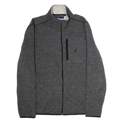 NAUTICA Mens Fleece Jacket Grey Knit L