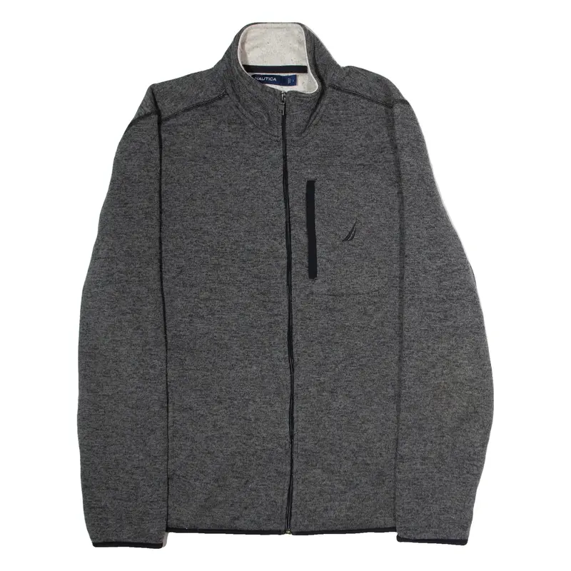 NAUTICA Mens Fleece Jacket Grey Knit L