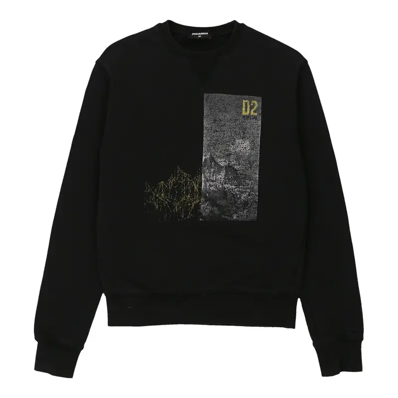 Age 16 Dsquared2 Graphic Sweatshirt - Large Black Cotton Blend