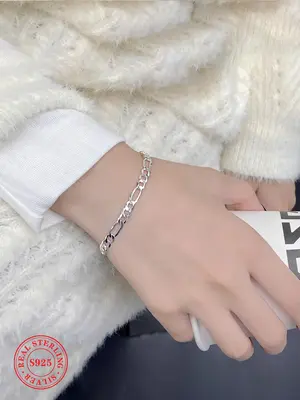 S925 Sterling Silver Car Flower Design Bracelet, Trendy Street Photography Bracelet, Fashionable Hip-hop Jewelry for Women & ...