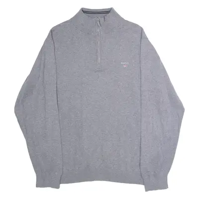 GANT Mens Jumper Grey 1/4 Zip Tight Knit 2XL