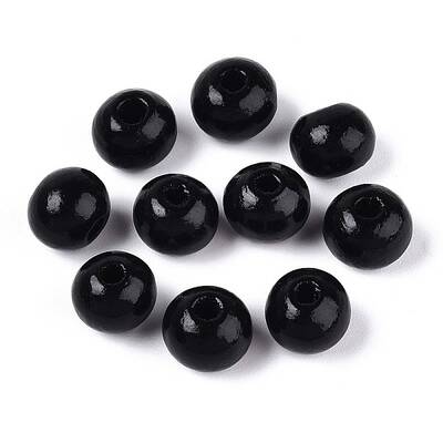 Spray Painted Round Natural Schima Wood Beads
