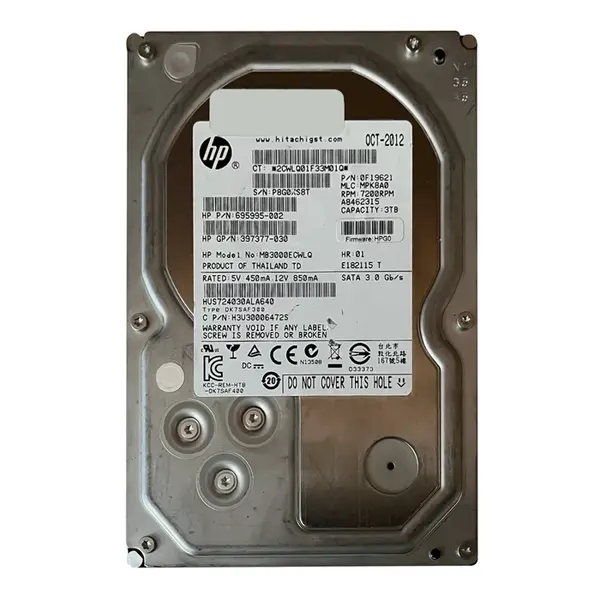 397377-030 HP 3TB 6Gb/s SATA 7200 3.5-inch 64MB Hard Drive